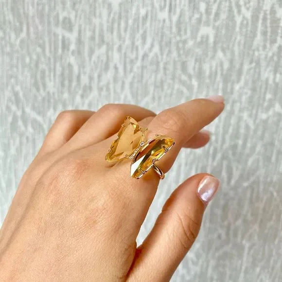 Crystal Butterfly Adjustable Statement Ring - Picture 4 of 4